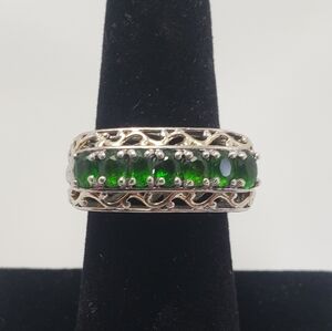 Gems En Vogue 2ctw Natural Chrome Diopside, Sterling Silver & 18k Gold Ring